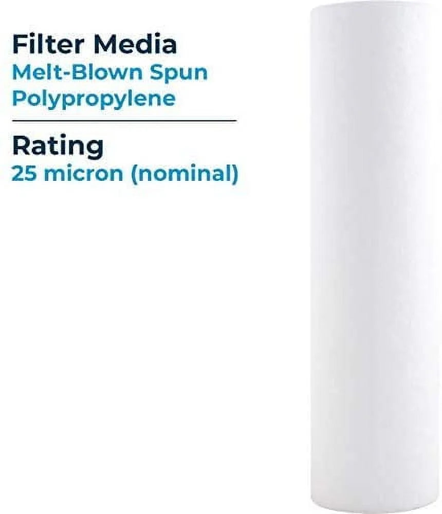 SpiroPure SP-P25 10x2.5 25 Micron Spun Melt-Blown Polypropylene Sediment moisture Filter Cartridge P25 155015-43 (Case of 24)