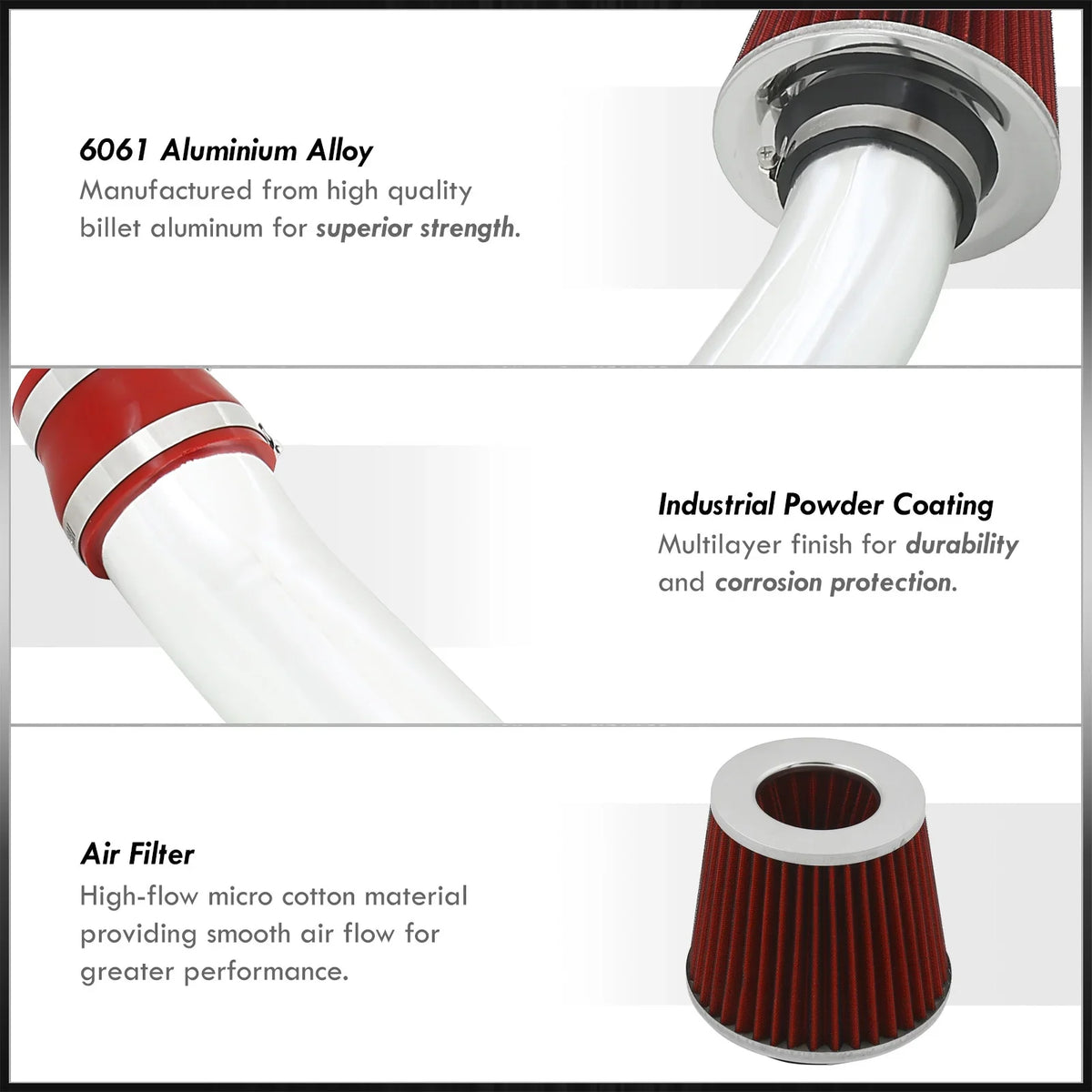 AJP Distributors Cold Air Short Ram Intake CAI SRI JDM Induction System Polish Aluminum Piping Pipe + Filter suitable/Replacement For Nissan Altima L31 2.5 l4 2002 2003 2004 2005 2006 02 03 04 05 06