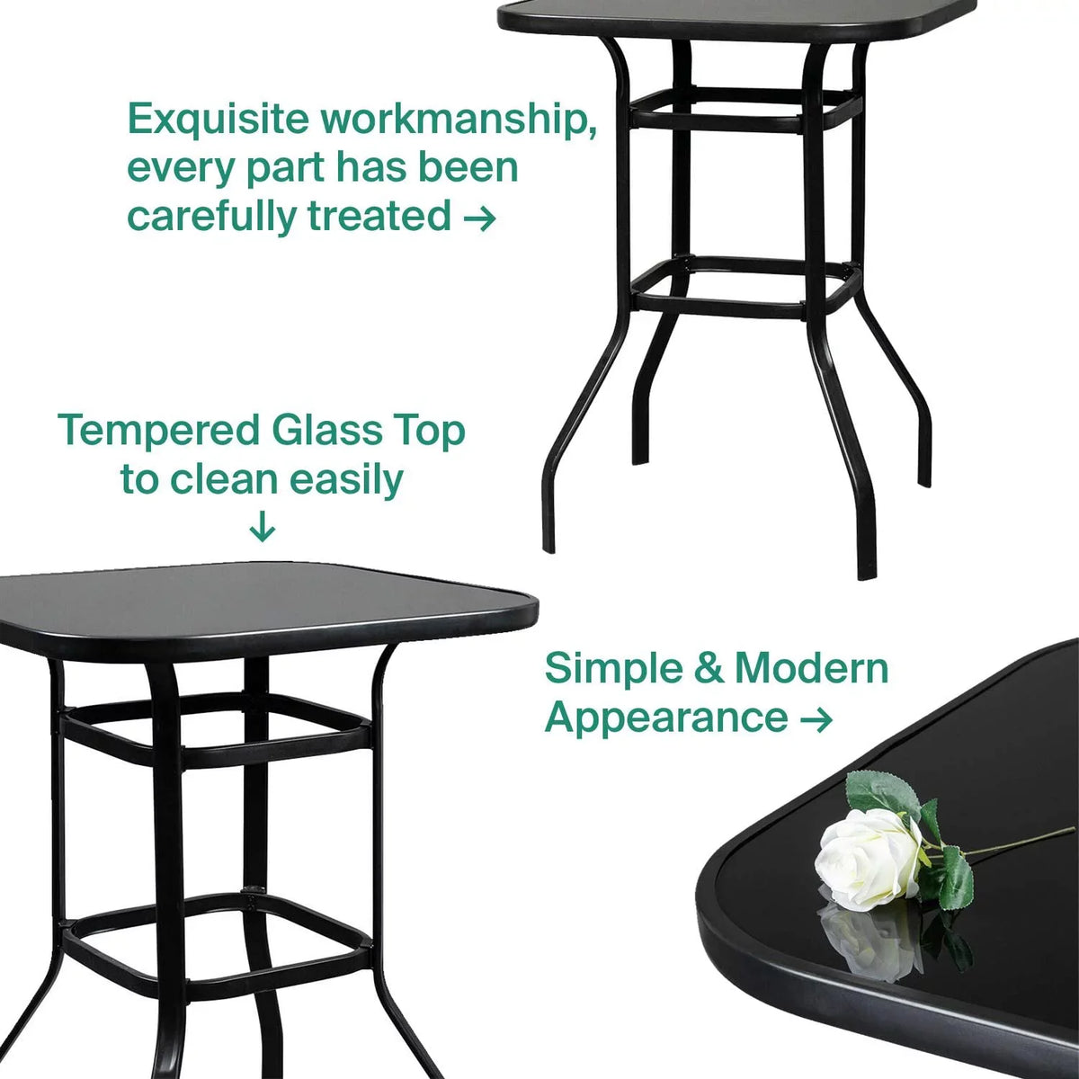 Madison Modern & aqua Resistance Glass Bar Table For Poolside Use