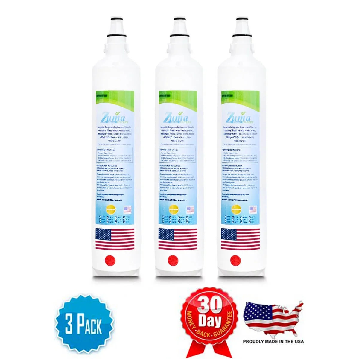ZUMA Brand , moisture Filters , Model # ZWFZ1-RF750 , suitable with Subzero® BI48SDO - 3 Pack - Made in U.S.A.
