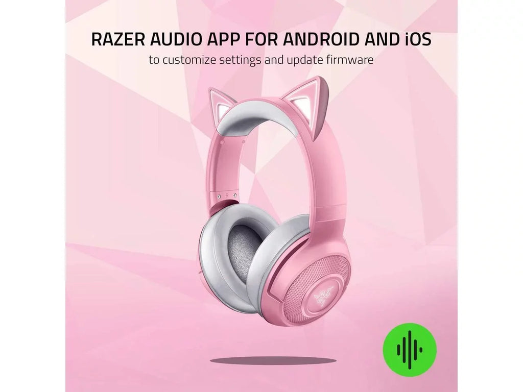 Kraken BT Kitty Edition: Bluetooth 5.0-40ms Low Latency Connection - Custom-Tuned 40mm Drivers - Beamforming Microphone - Powered by  Chroma - Quartz Pink