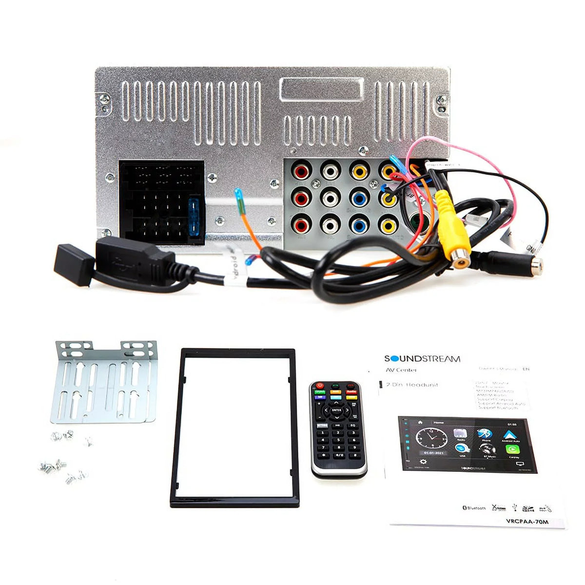 Soundstream VRCPAA-70M 7" Double DIN Bluetooth  CarPlay & Android +Camera Silver