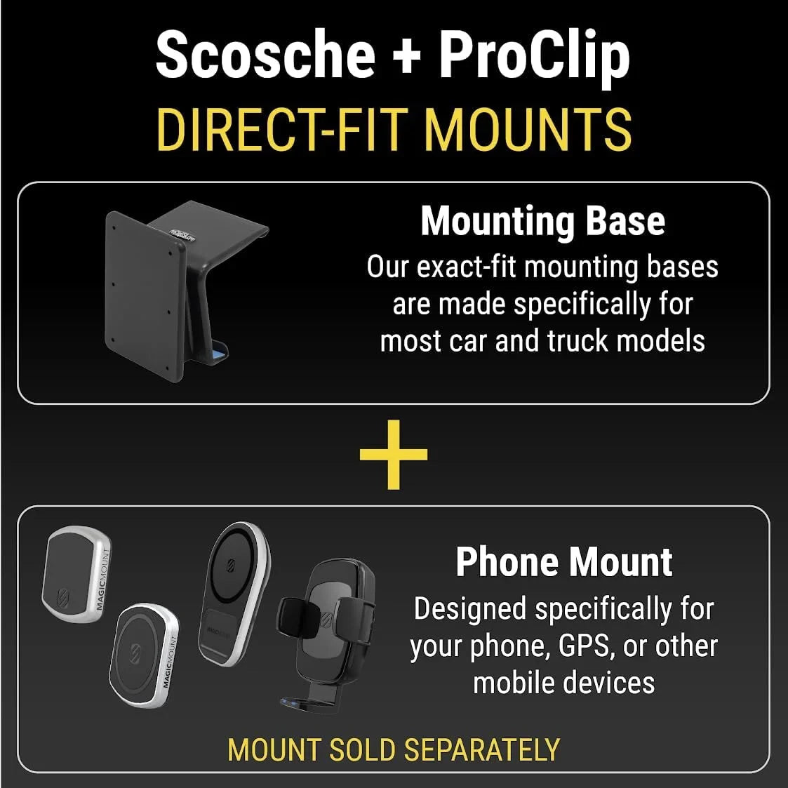 Scosche PC835471 ProClip Left-Hand Console Mount suitable w/ 2019-2023 Chevy Silverado 1500, 2019-2021 GMC Sierra 1500, 2020-2023 Silverado 2500/3500 & Sierra 2500/3500 Trucks (Mounting Base Only)