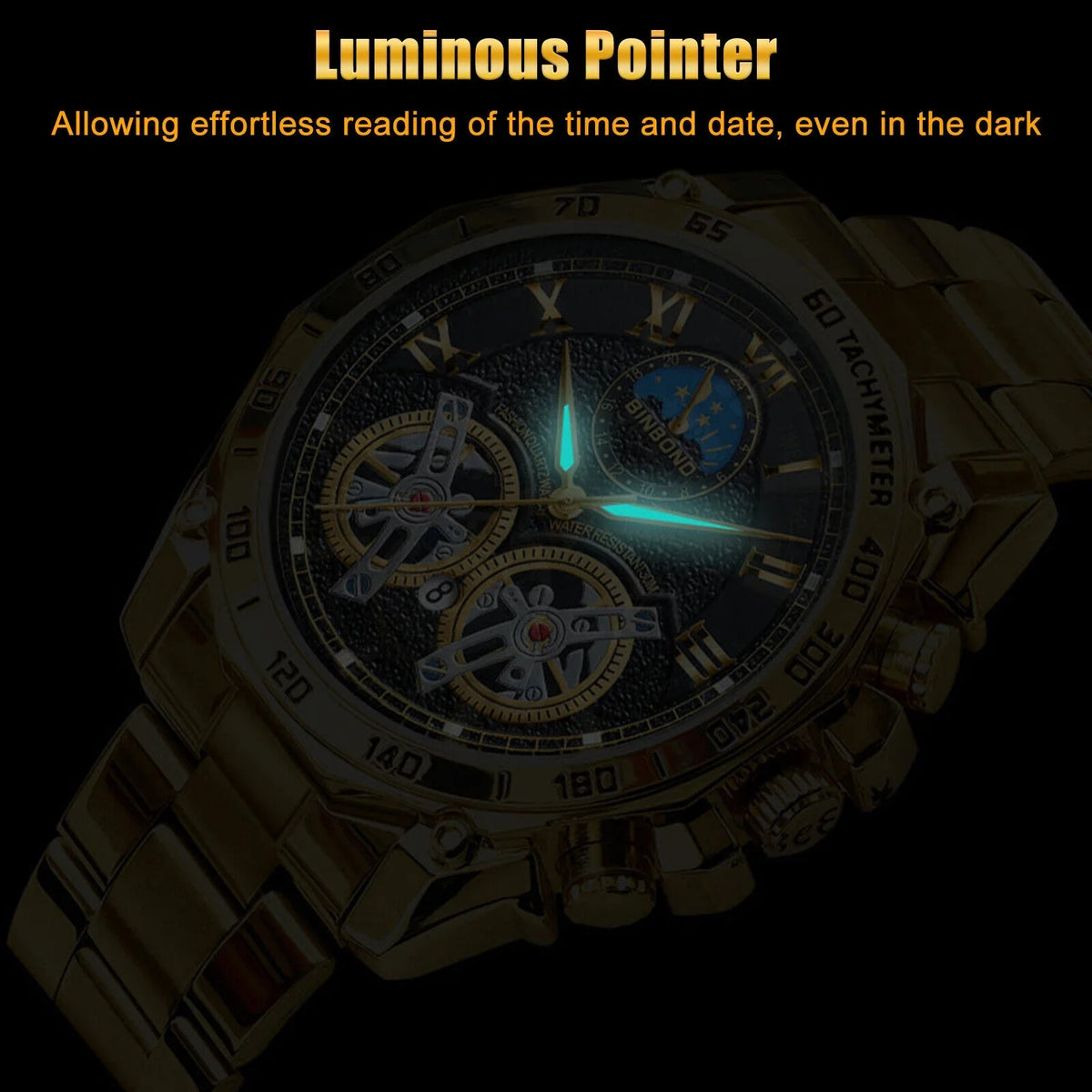 Luxury Gold Waterproof Men's Watch Stainless Steel Quartz Analog Business Gift