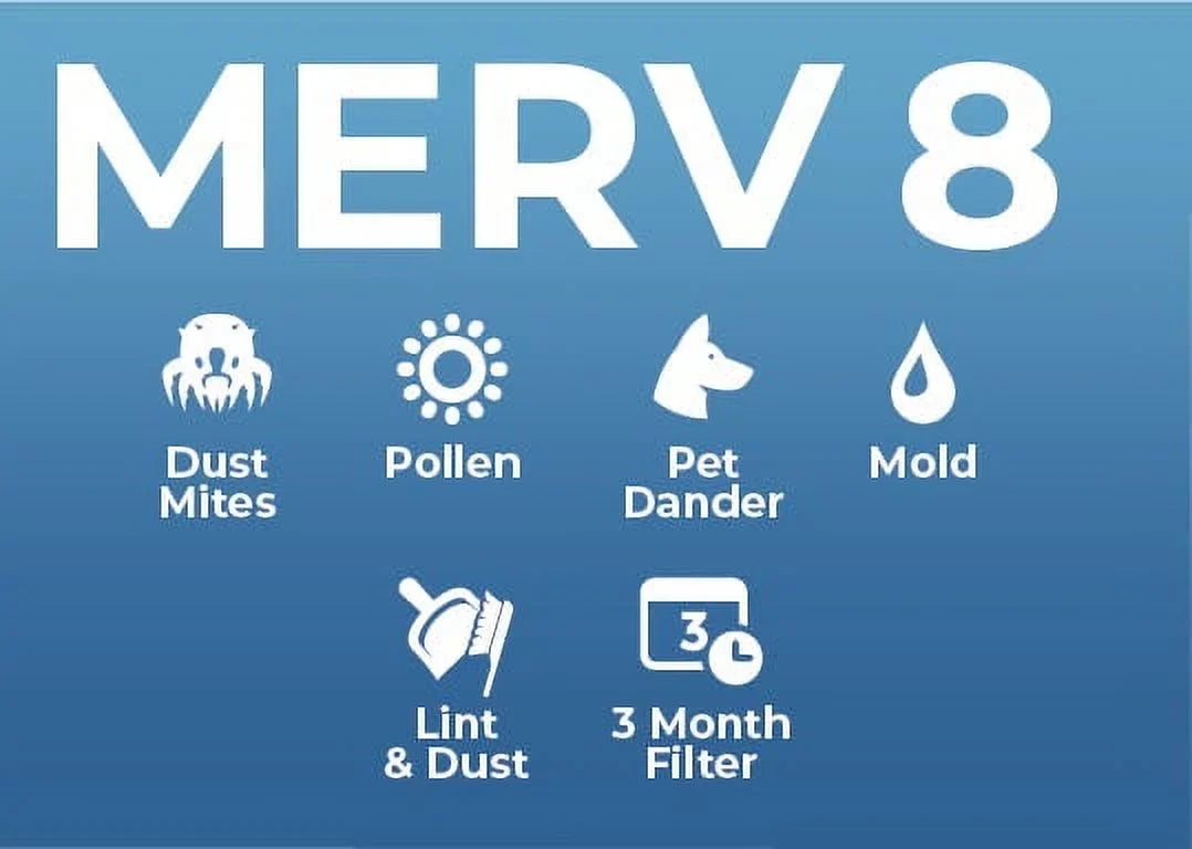 Exact Size: 15-1/2 x 24-1/2 x 3-3/4. 2 Pack. 16x25x4 MERV 8 ( MPR 600, FPR 5-6 ) 4" Air Filters for AC & Furnace