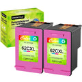 GREENCYCLE 62XL Ink Cartridges Replacement for  High Yield 62 XL matching with Envy 5540 5640 5660 7644 7645 OfficeJet 5740 8040 OfficeJet 200 250 (2 Tri-Color)