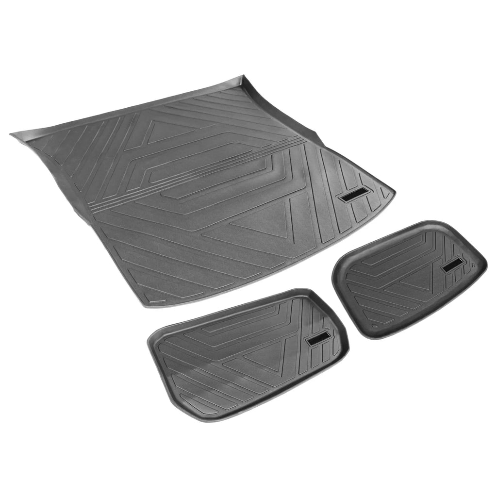 Ikon Motorsports Trunk Mats Cargo Liner appropriate with 2020-2023 Tesla Model Y Black TPE All elements Waterproof Anti-Slip Frunk Trunk Under Cargo Storage Liner Mat Interior Accessories 3PCS