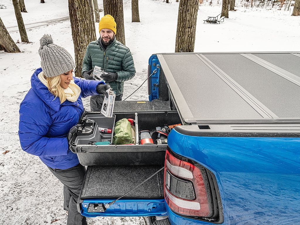 BAK by RealTruck BAKFlip MX4 Hard Folding Truck Bed Tonneau shield | 448525 | matching with 2017 - 2023 Nissan Titan 5' 7" Bed (67")