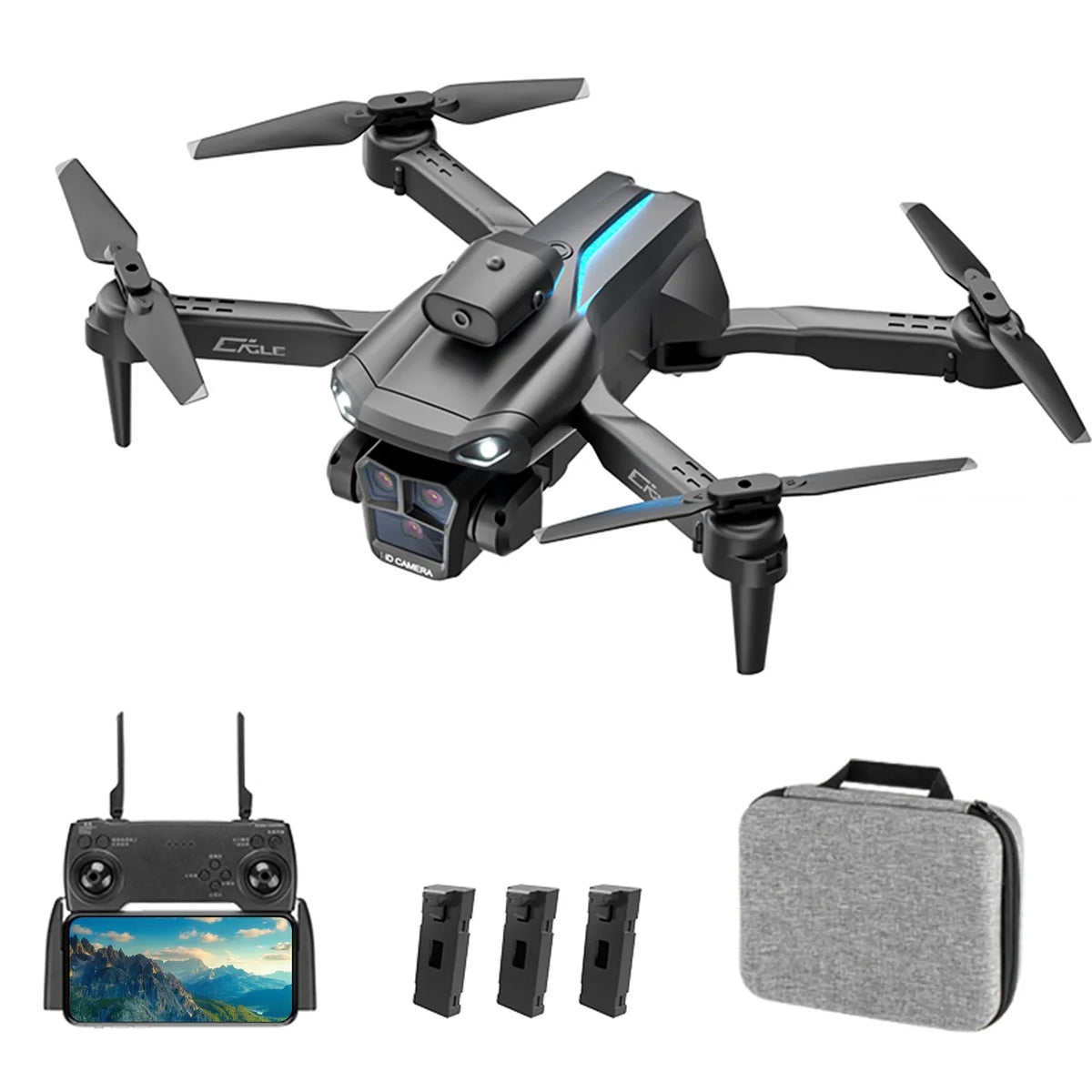 Meterk Remote Control with Camera 4K 3 Front Camera 2 Bottom Camera Obstacle Avoidance 5GWiFi FPV Storage Bag Package Trajectory Flight Gesture Photography Follow Flight 3 Battery