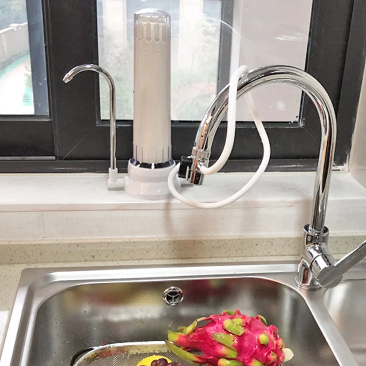 Countertop Faucet aqua Filter System with Ceramic Cartridge - Reduces Fluoride and Chlorine in Hard aqua, Easy to Install for Home Kitchen and Bathroom Use