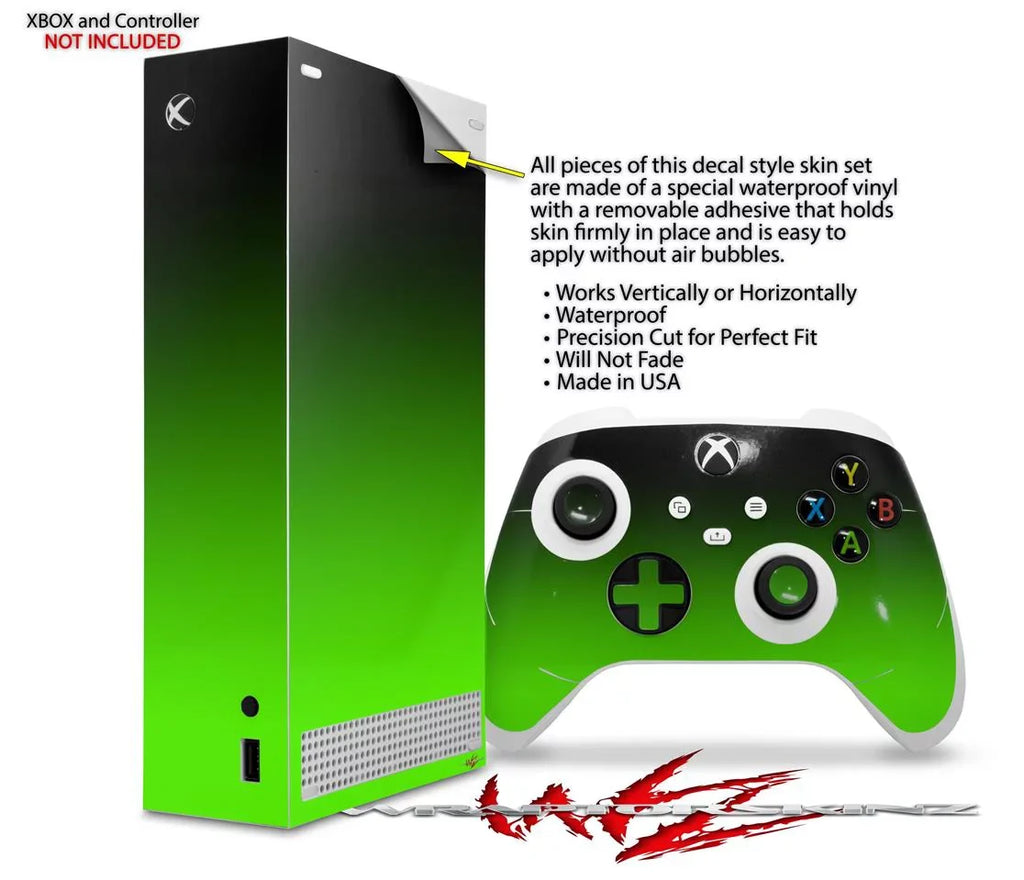 WraptorSkinz Skin Wrap matching with the 2020 XBOX Series S Console and Controller Smooth Fades Green Black (XBOX NOT INCLUDED)