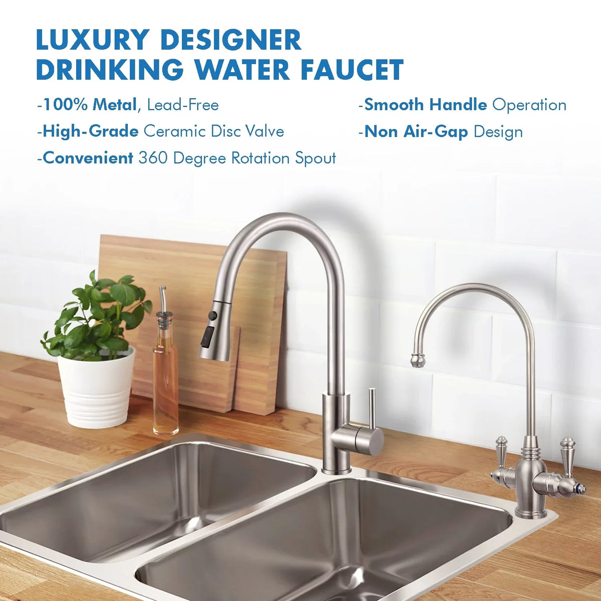 APEC Arlington 2-Handle Instant Hot and Cold Reverse Osmosis Drinking moisture Dispenser Faucet in Brushed Nickel