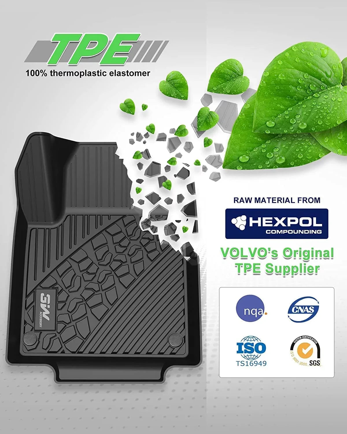 3W Floor Mats for Subaru Forester 2019-2023 TPE All elements Protection Custom Full Set Floor Liners Include 1st and 2nd Row Front & Rear, Automotive Floor Mats TPE Black