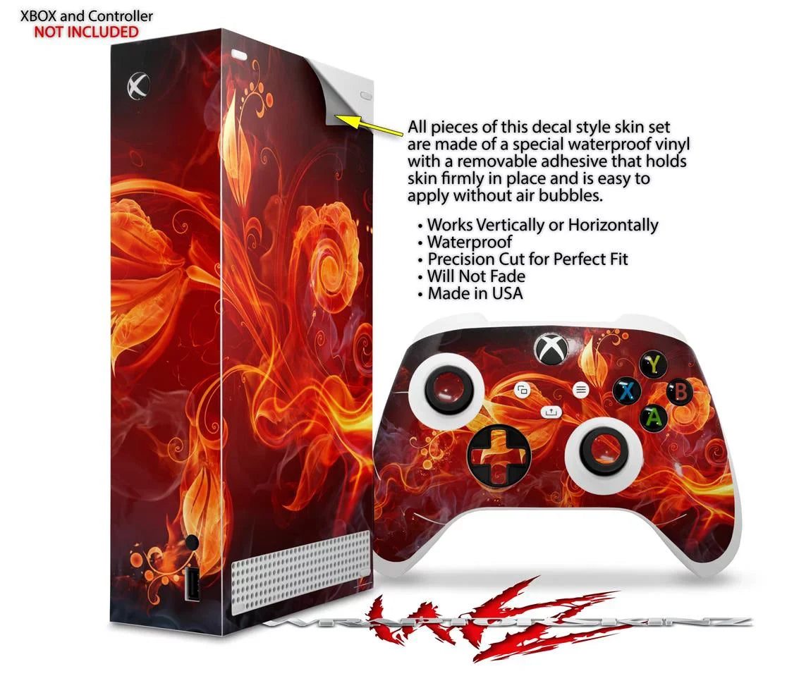 WraptorSkinz Skin Wrap matching with the 2020 XBOX Series S Console and Controller Fire Flower (XBOX NOT INCLUDED)