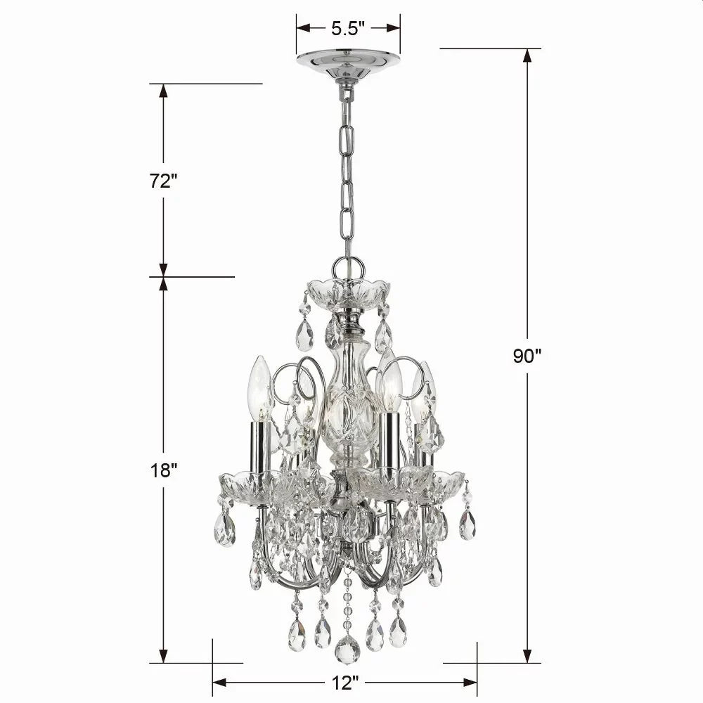 4 Light Mini Chandelier-Swarovski Spectra Crystal Type-Polished Chrome Finish   -Traditional Installation Crystorama Lighting 3224-Ch-Cl-Saq