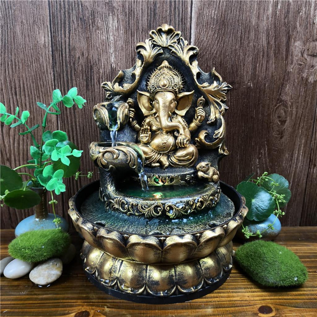 HandMade Hindu Statue Tabletop aqua Fountain Led Air Humidifier Compact Office Decor
