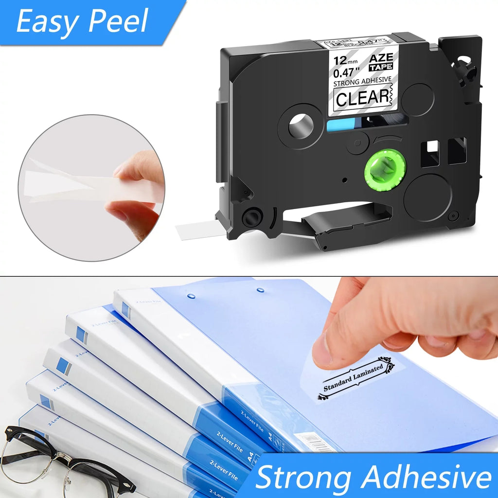 GREENCYCLE 8PK appropriate for Brother P-touch Black on Clear 12mm TZ TZe TZe-S131 TZ-S131 TZ-131 TZe-131 Extra Strength Laminated Label Tape