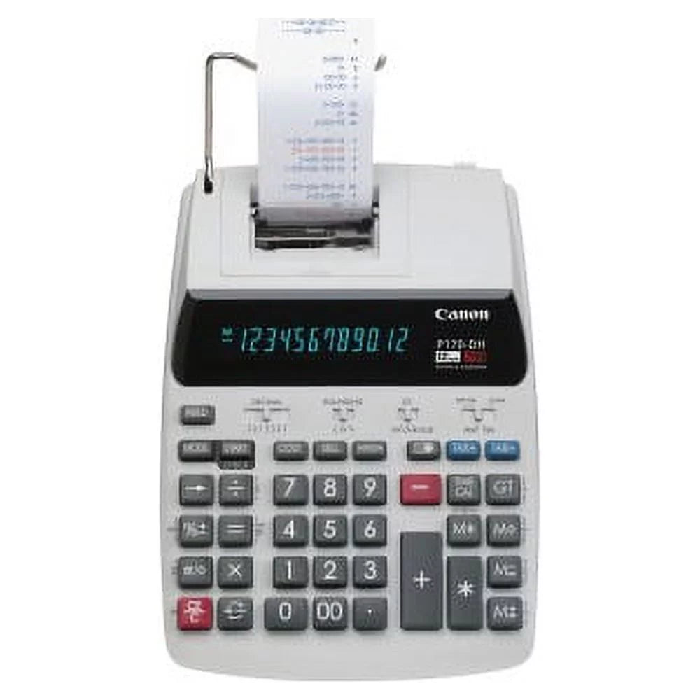 P170-DH-3 Printing Calculators Calendar, Clock, Item Count, Sign Change, Compact - 12 Digits - White - 1 Each
