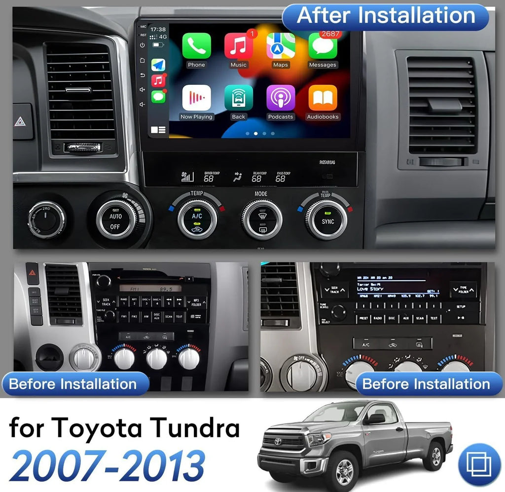 Android 12 Car Stereo Radio for  Tundra (07-13) Sequoia (08-17), 4+32GB GPS Navigation 10.1 Inch QLED Touchscreen Carplay/Android Auto DSP +AHD Camera