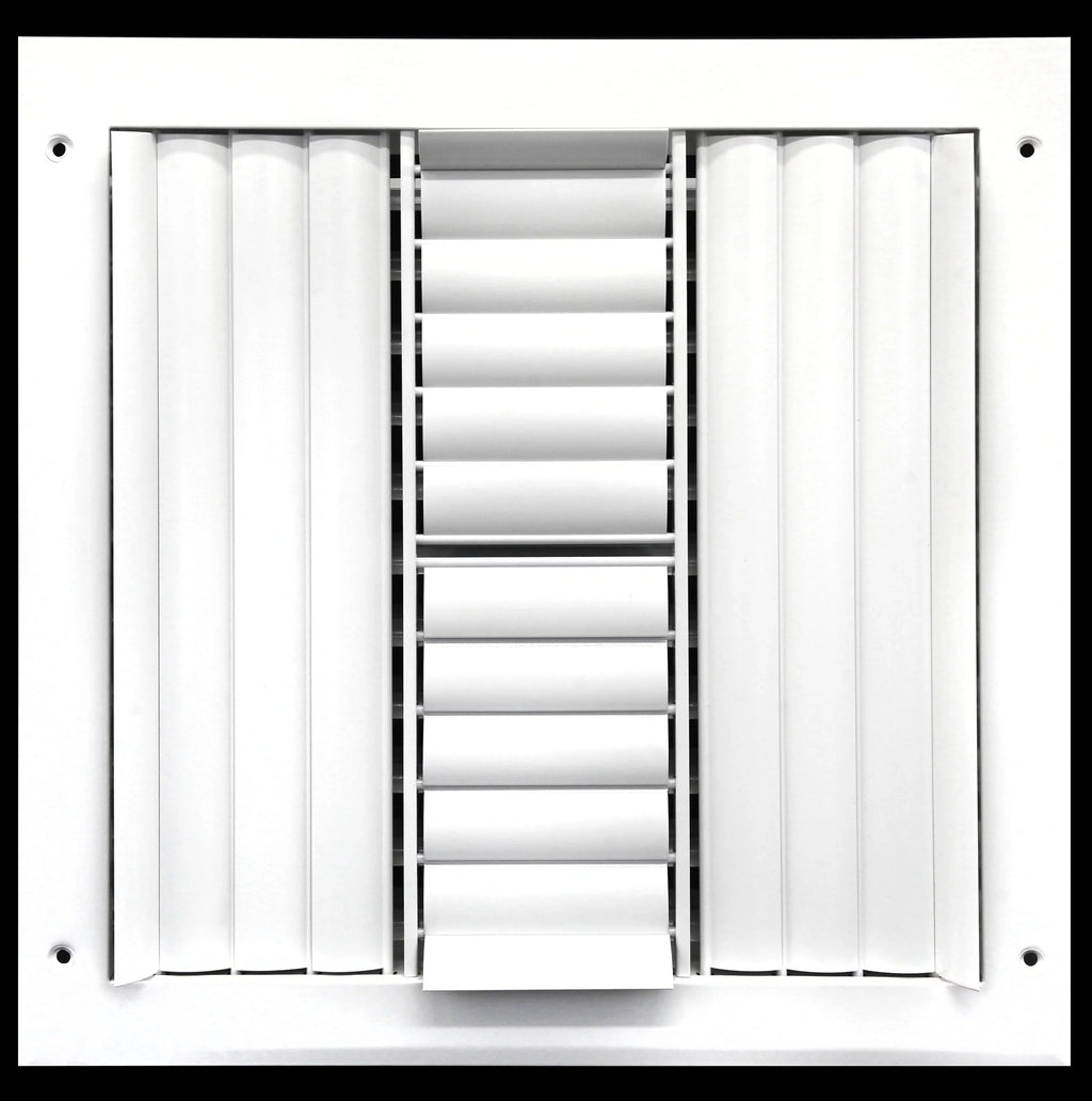 16"w X 16"h 4-Way Aluminum Curved Blade Adjustable Air Supply HVAC Diffuser - Full Control Vertical/Horizontal Airflow Direction - Vent Duct shield Outer Dimensions: 17.65"w X 17.65"h