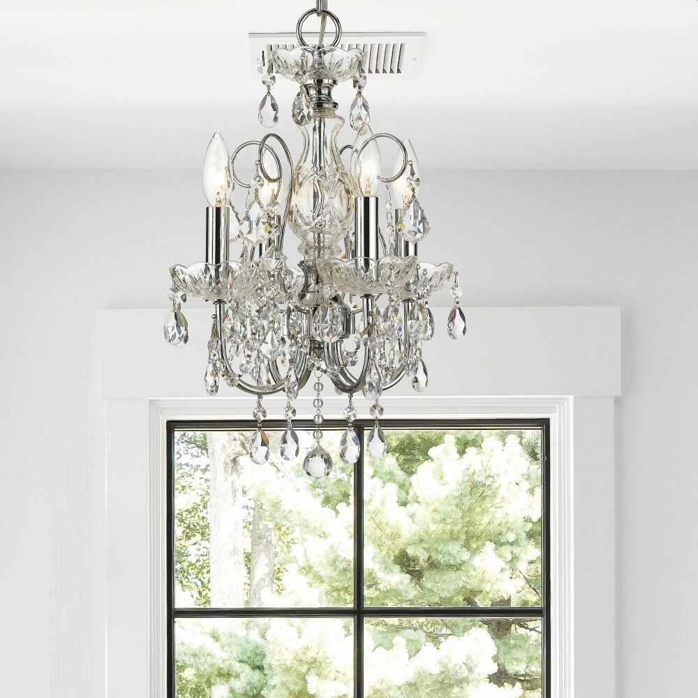 4 Light Mini Chandelier-Swarovski Spectra Crystal Type-Polished Chrome Finish   -Traditional Installation Crystorama Lighting 3224-Ch-Cl-Saq