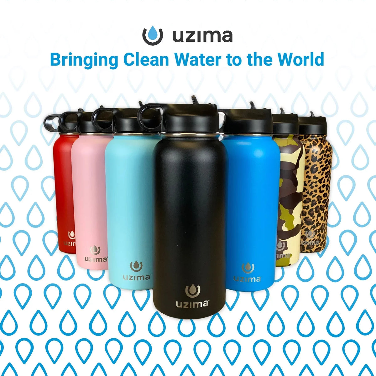 (Leopard). Large 32oz Capacity with Double-Walled Stainless Steel Exterior. aqua Purification on the Go. Uzima - Z-Source Filtered aqua Bottle for Hiking, Backpacking, Camping, and Travel