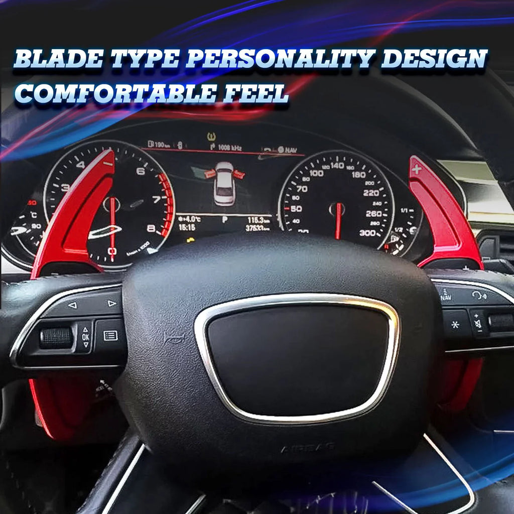Xotic Tech Steering Wheel Paddle Shifter wrap Trim, CNC Aluminum Alloy, suitable With Audi A3 A4 A5 A6 A7 A8 S3 S4 S5 S6 S7 S8 RS3 RS6 Q3 Q5 SQ5 Q7 (Red)