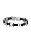 316L Stainless Steel Carbon Fiber Bracelet, 8.5"