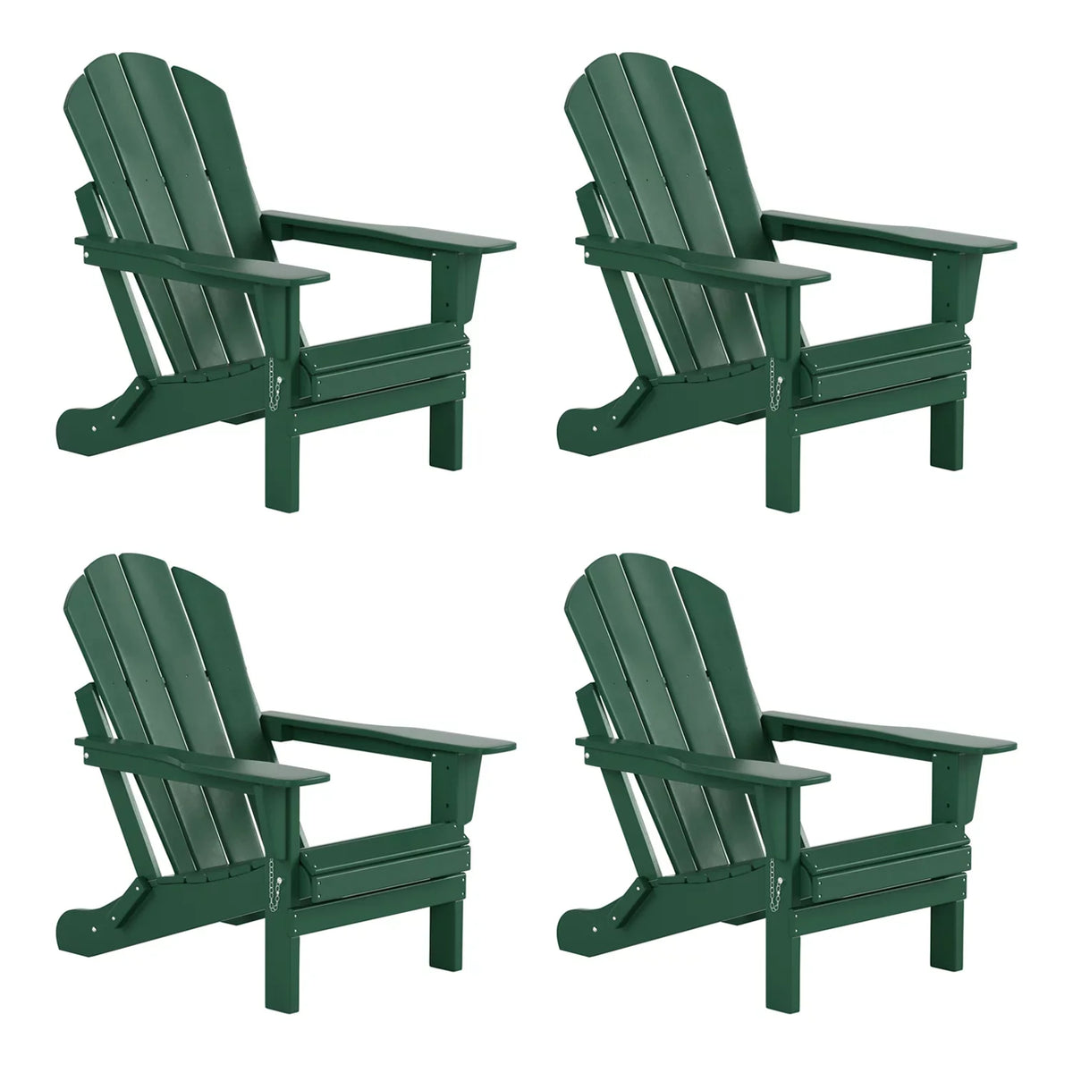 EXTRA PLATINUM Classic Outdoor Patio Folding Poly Adirondack Chairs (Set of 4), Dark Green
