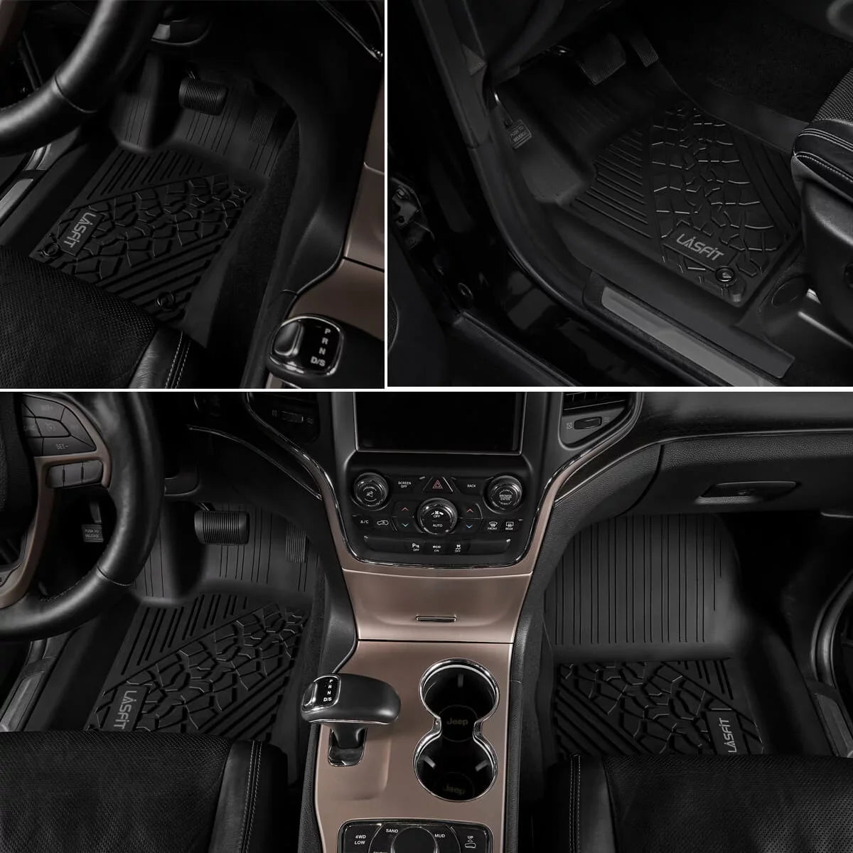 LASFIT Floor Mats for 2015-2021 Jeep Cherokee(Don't Fit Grand CHEROKEE), All elements Fit TPE Floor Liners Set, 1st and 2nd Row, Black