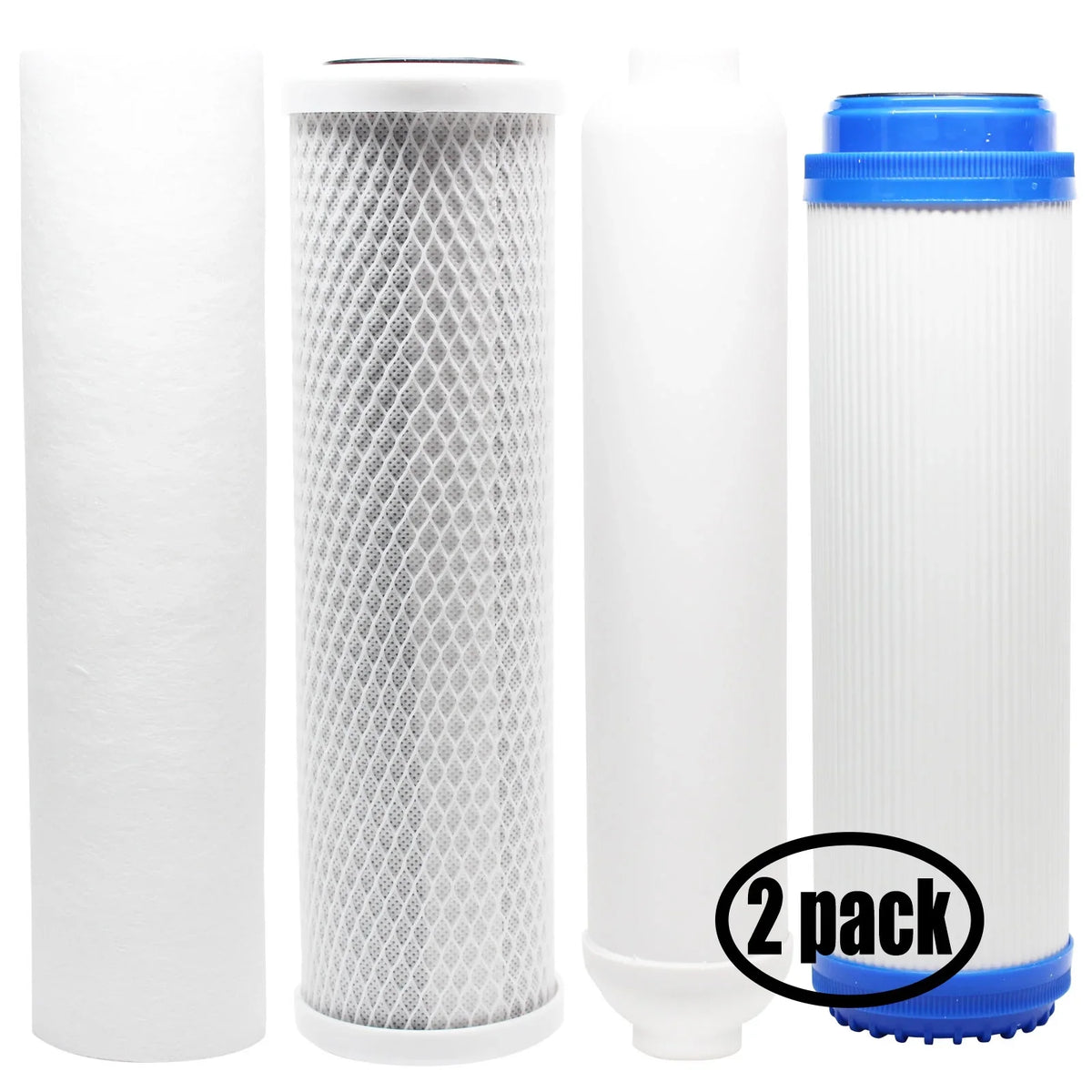 2-Pack Replacement for Filter Kit for aqua Filter Tree WFT-RO4 RO System - Includes Carbon Block Filter, PP Sediment Filter, GAC Filter & Inline Filter Cartridge - Denali Pure Brand