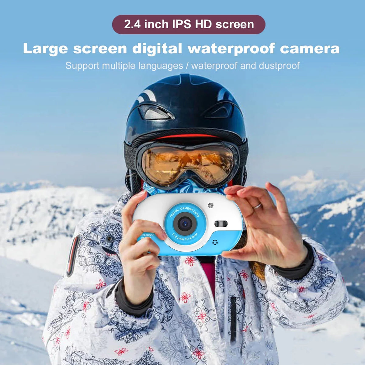 OWSOO 8MP Digital Waterproof with Front and Rear Dual Cameras 2.4 Inch IPS  Screen One-click PhotoVideo Self-timer for 5s