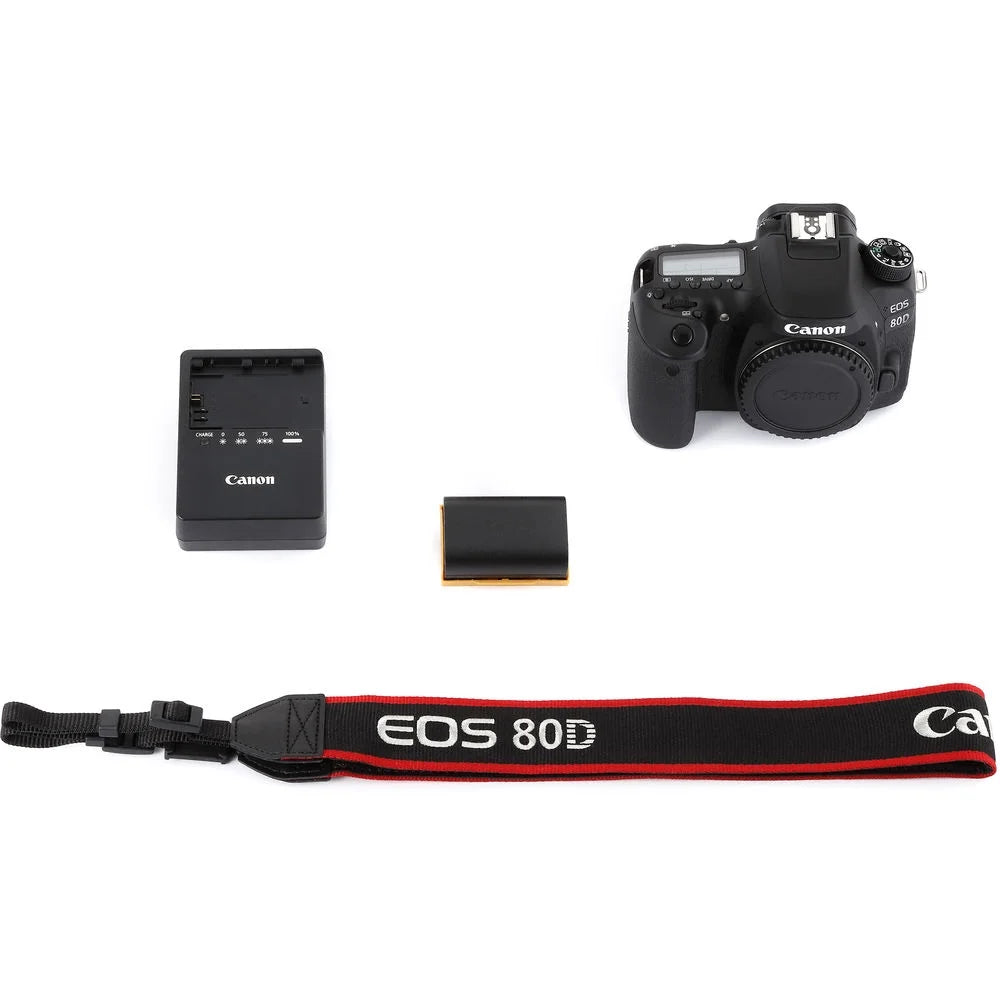 EOS 80D 24.2 MP CMOS Digital SLR Camera (Body) + Accessory Bundle 64GB SDXC Memory + DSLR Photo Bag + Wide Angle Lens + 2x Telephoto Lens + Flash + Remote + Tripod & More