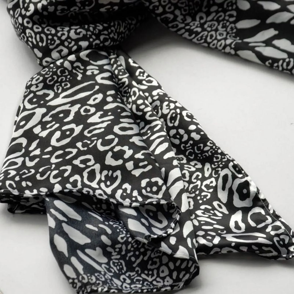 Blancho Black & White Distinctive Leopard Animal Print Fashion Soft Silk Scarf/Wrap/Shawl(Large)