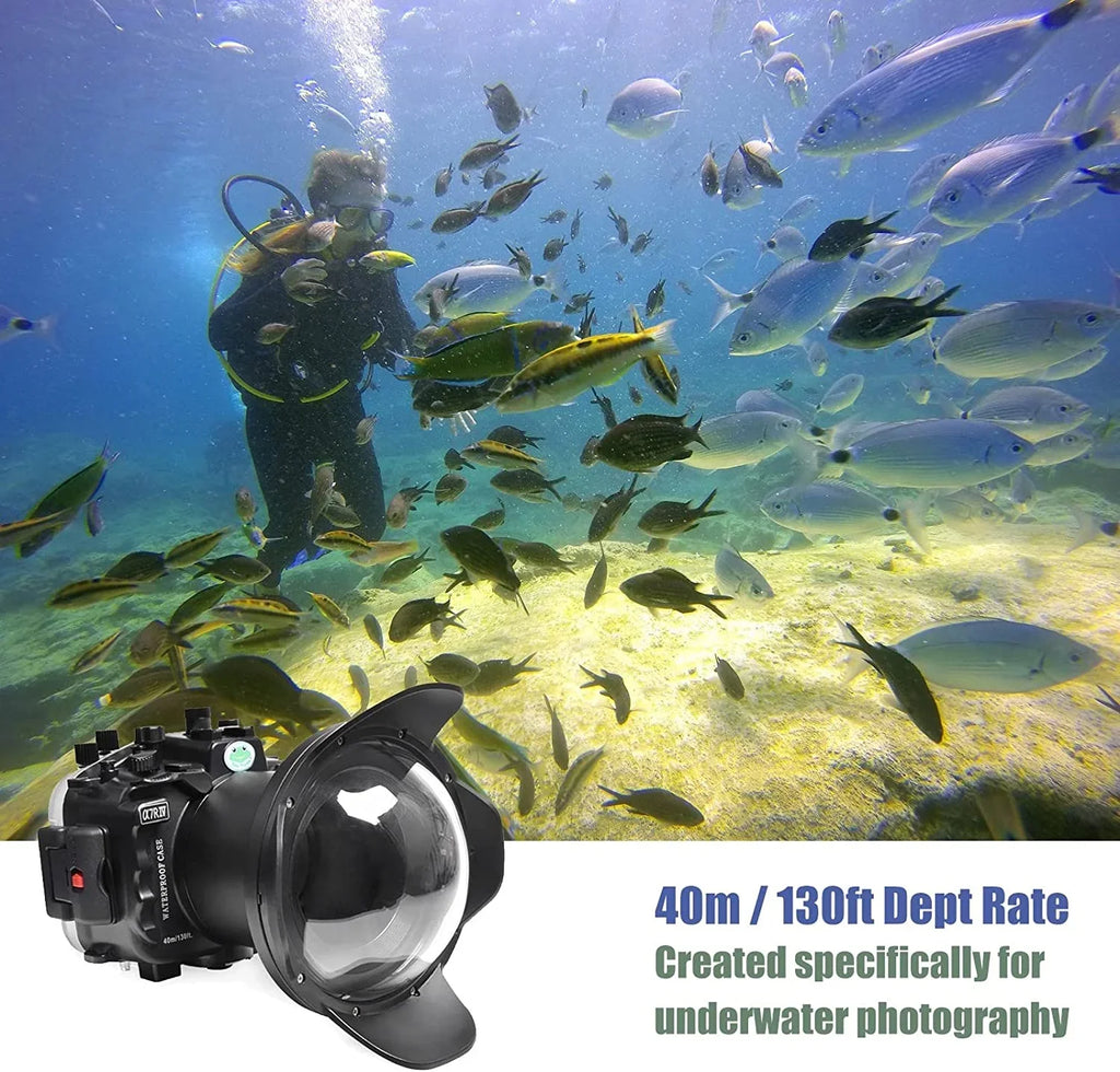 Seafrogs [40M/130FT] Underwater Housing Waterproof Case w/ 6 Inch Dome Port Kit for  A7R IV A7R4 ILCE-7R IV appropriate with  FE 16-35mm F/4 28-70mm F3.5-5.6, 12-24mm F4 G Lens-Black