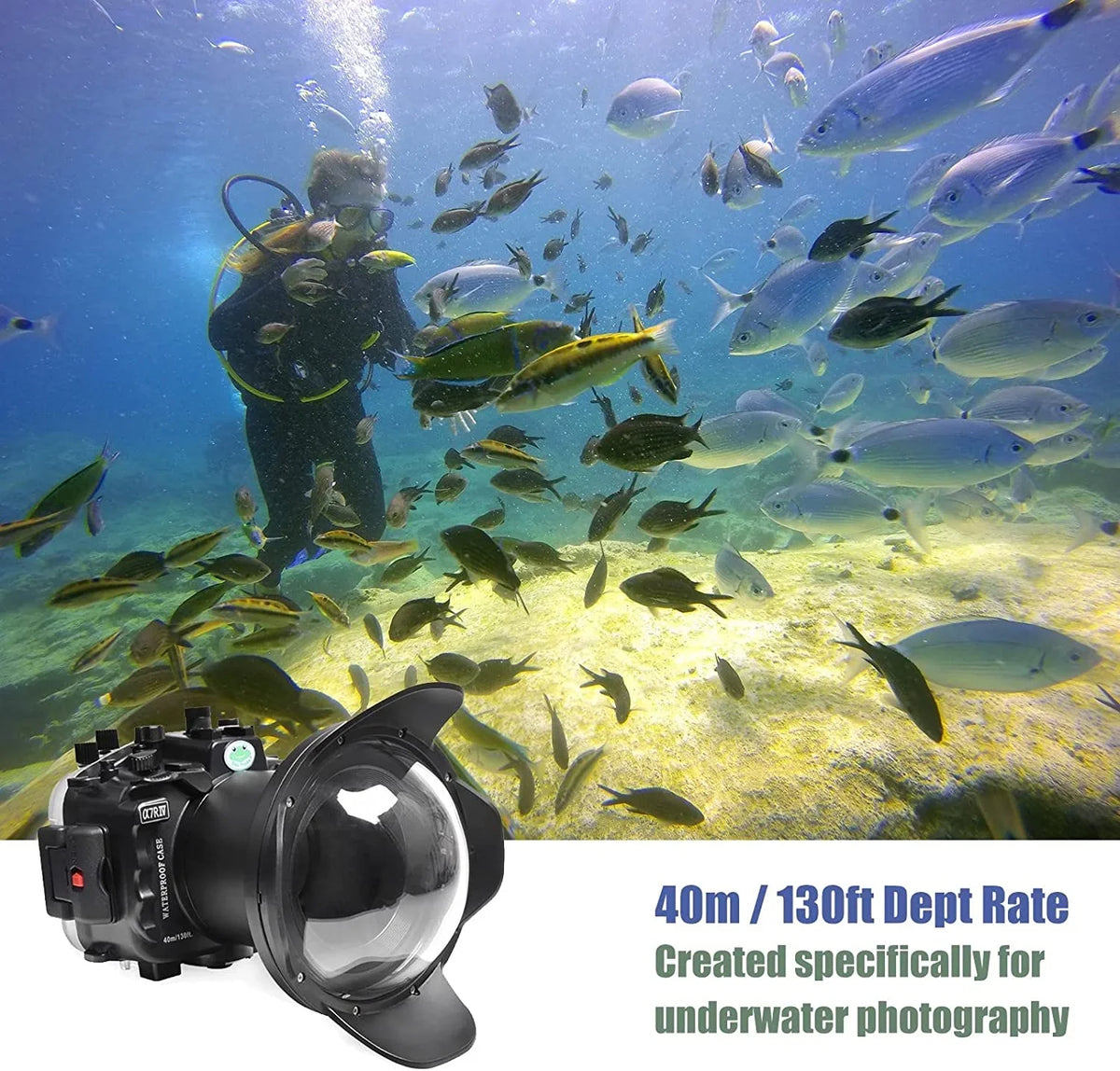 Seafrogs [40M/130FT] Underwater Housing Waterproof Case w/ 6 Inch Dome Port Kit for  A7R IV A7R4 ILCE-7R IV appropriate with  FE 16-35mm F/4 28-70mm F3.5-5.6, 12-24mm F4 G Lens-Black