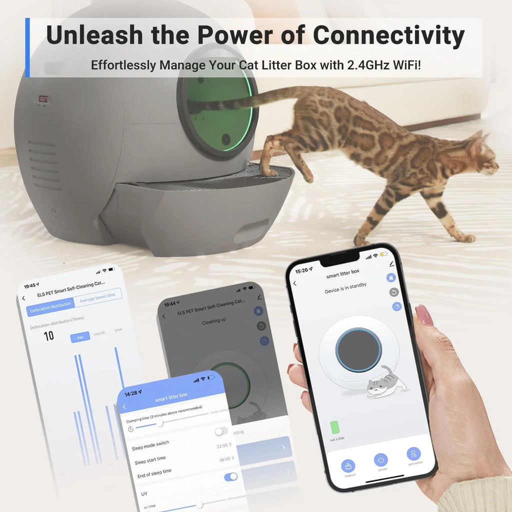 ELS PET Self Cleaning Cat Litter Box  Automatic Cat Litter Box for Multiple Cats APP Control [Upgraded Version]