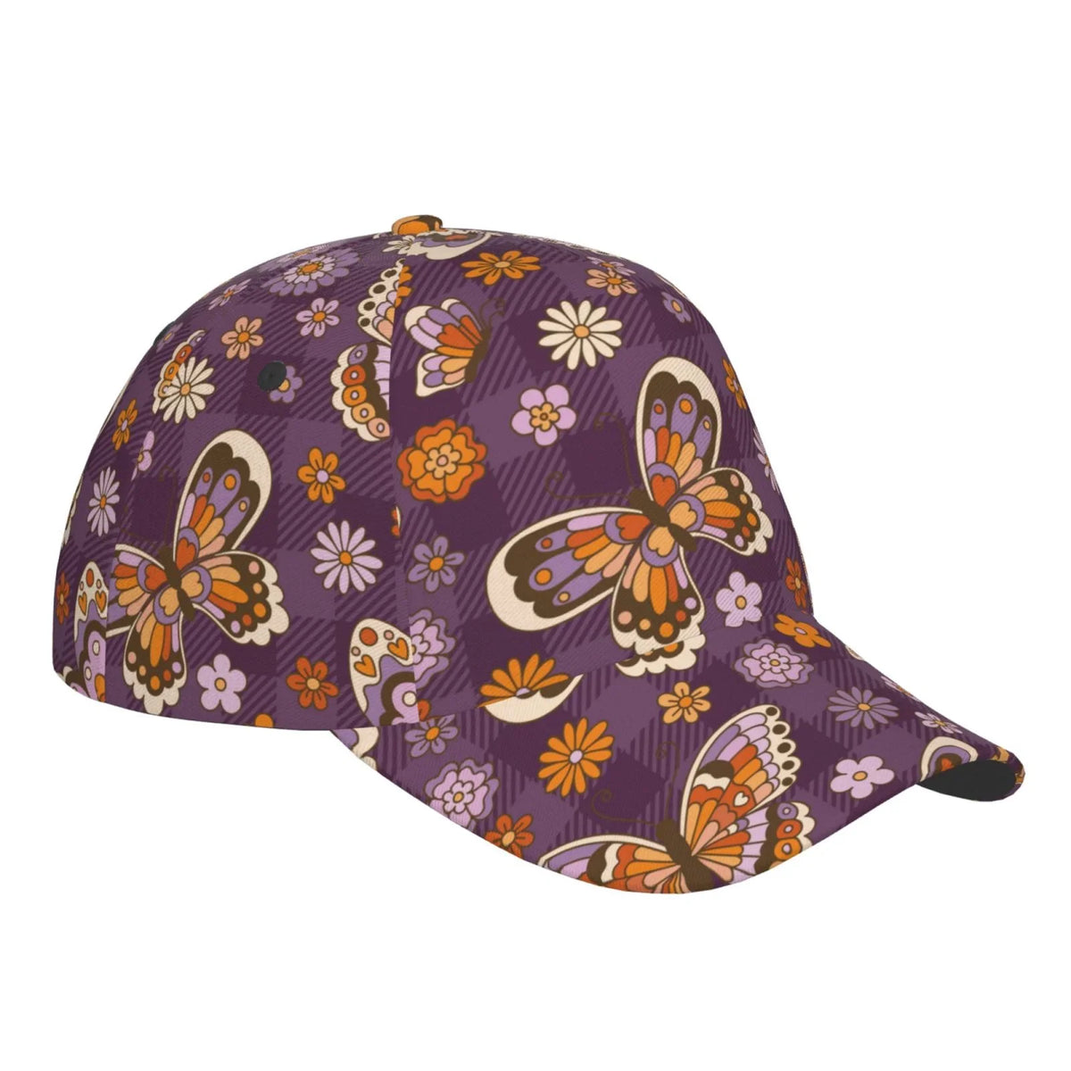Balery Baseball Cap Adjustable Size for Running Workouts and Outdoor Activities All Seasons Dad Hat(Buffalo Plaid and Butterflys)