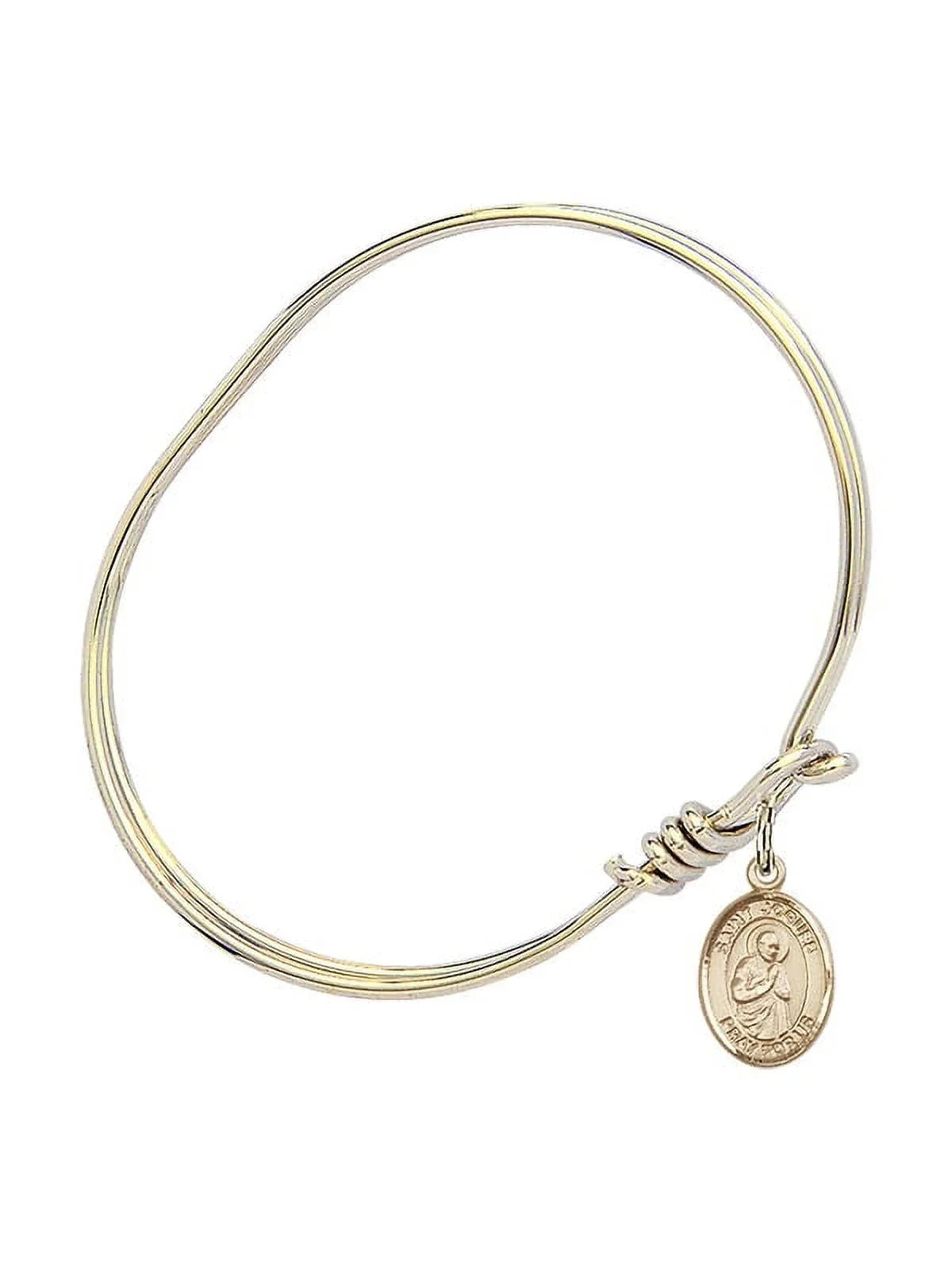 Isaac Jogues in Gold-Filled. 5 3/4 inch Oval Eye Hook Bangle Bracelet w/ St