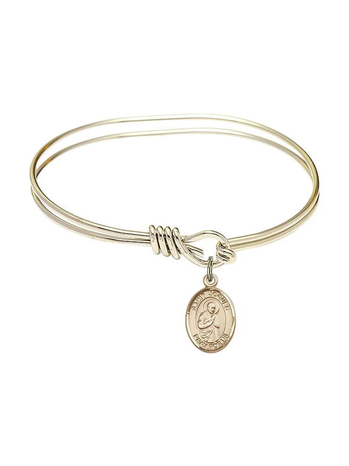 Isaac Jogues in Gold-Filled. 5 3/4 inch Oval Eye Hook Bangle Bracelet w/ St