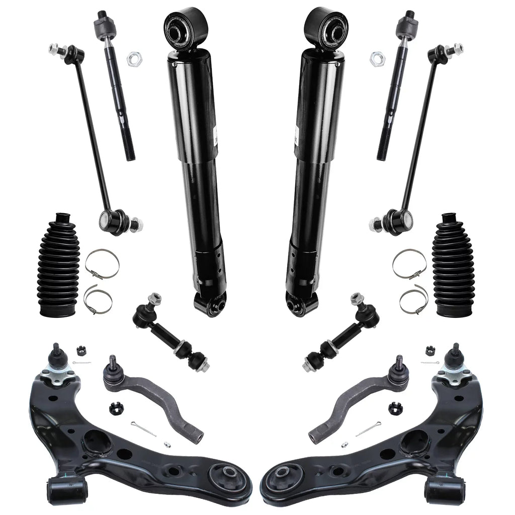 Detroit Axle - 16pc Suspension Kit for 3.5L 2006-2012  RAV4 2007 2008 2009 2010 2011, 2 Ready Struts, 2 Shocks, 2 Lower Control Arms & Ball Joints, 4 Tie Rods, 4 Sway Bar Links, 2 Boots