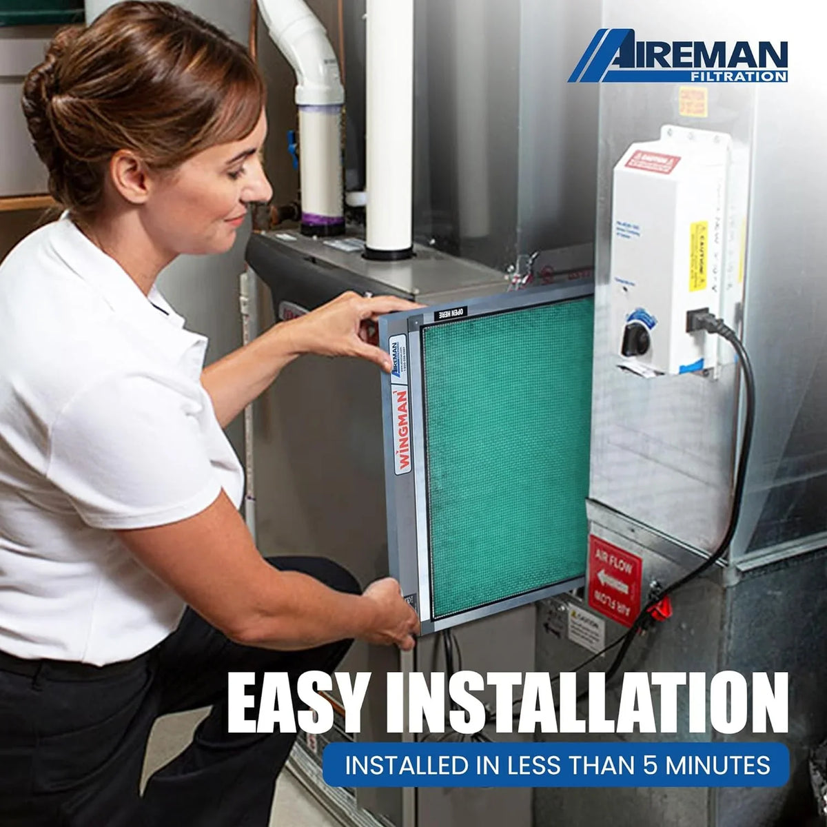 Electronic Air Filter With 1-Yr Supply Of Air Purifier Pads - HVAC, Heater, Air Return, Furnace Filters For House - Air Conditioner Replacement Filters - Easy Homeowner Installed - 20X24x1