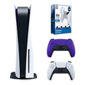 Playstation 5 Disc Version Console with Extra Purple Controller and Surge PowerPack Battery Pack & Charge Cable Bundle