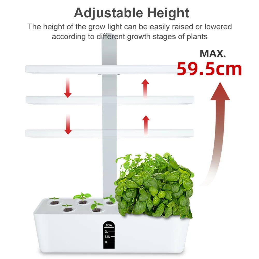 Pinnaco LED Hydroponic Indoor Garden Kit with Smart Timing and Adjustable Height – Perfect for Home, Office, and Kitchen