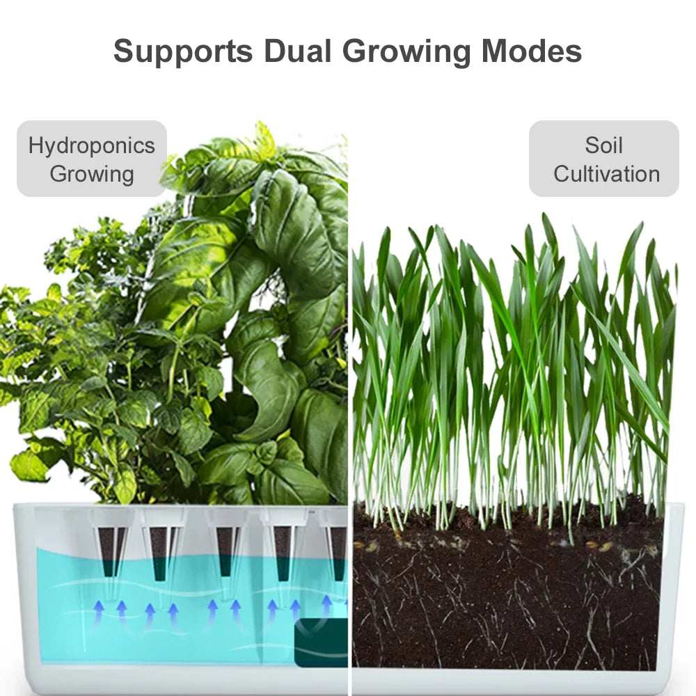 Leyfeng Smart Hydroponics Growing System Indoor Herb Garden Kit 9 Pods Automatic Timing with Height Adjustable 15W LED Grow Lights 2L aqua Tank Smart aqua Pump for Home Office Kitchen