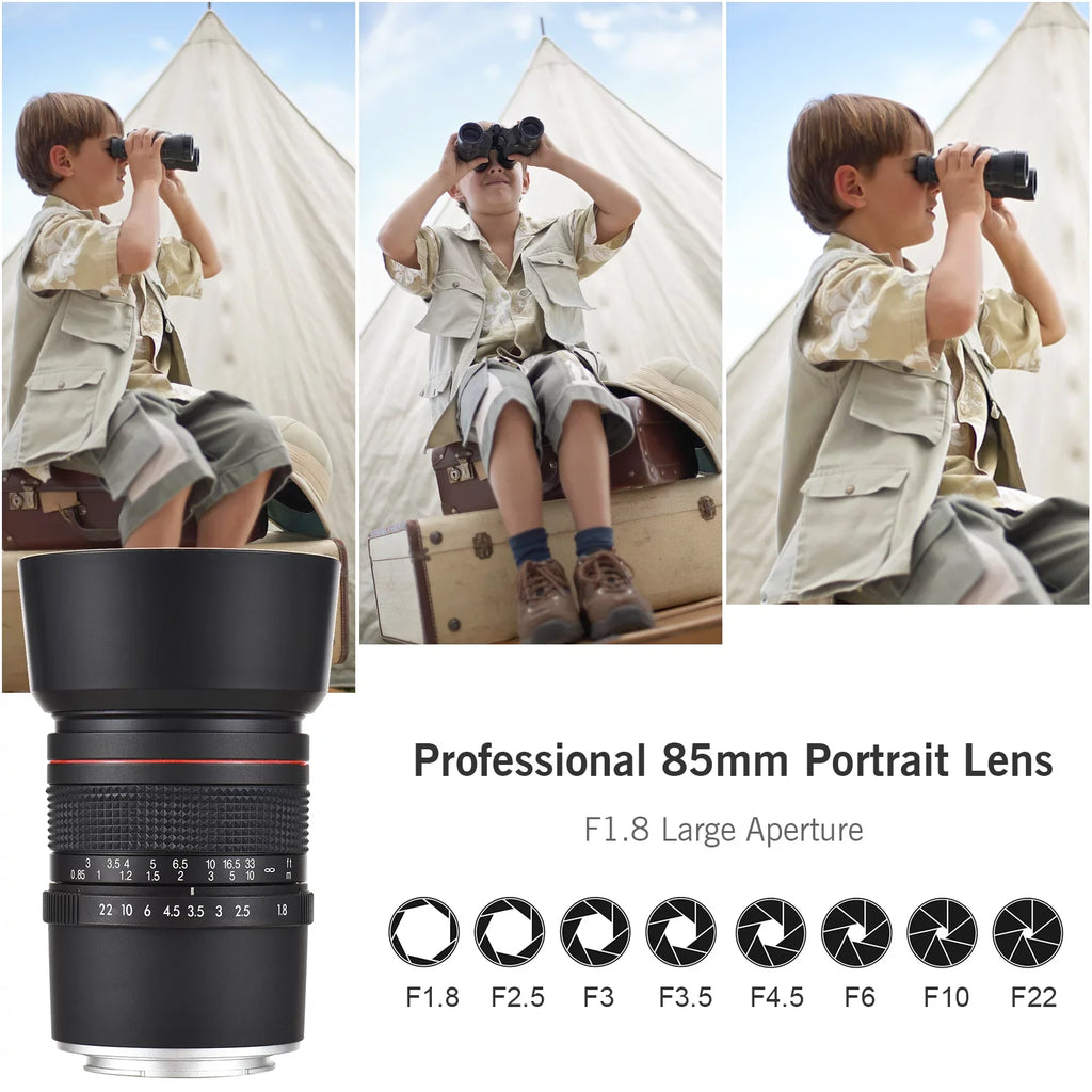 Andoer 85mm F1.8 Medium Telephoto Manual Focus Lens with Large Aperture, Suitable for  A7 Series, A9, A6400, A6500, A6300, A6000, A5100 Cameras