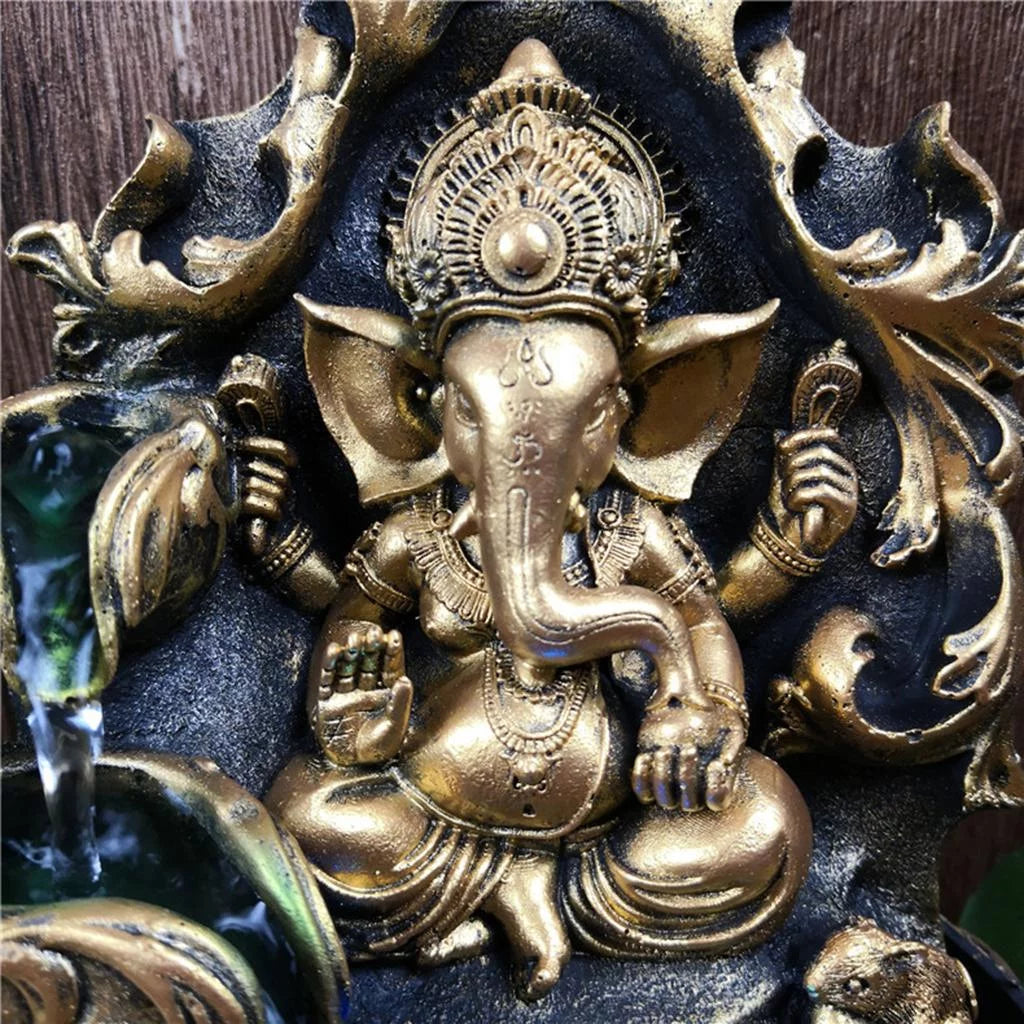 HandMade Hindu Statue Tabletop aqua Fountain Led Air Humidifier Compact Office Decor