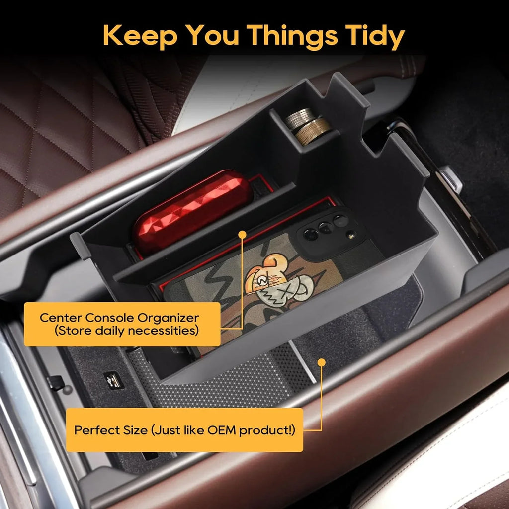 LFOTPP Center Console Organizer for 2019 2020 2021 2022+ BWM X5 G05 X6 G06 X7 G07 Armrest Center Console Organizer Tray Accessories with Coin Sunglasses Holder Secondary Insert Storage Box for X5 G05