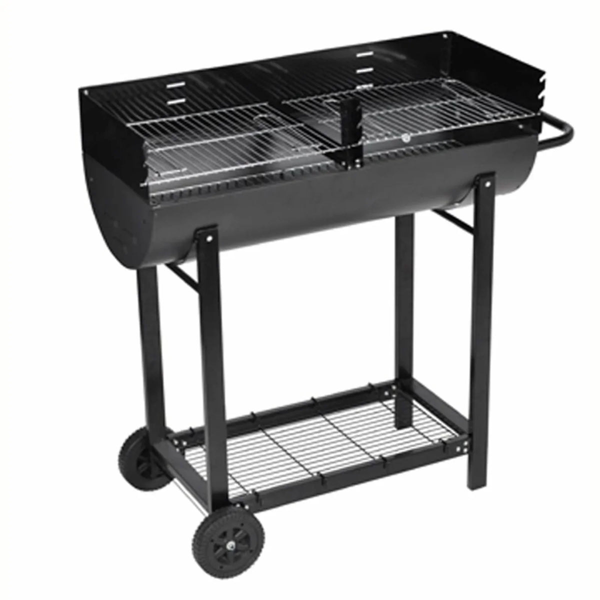 moobody Charcoal BBQ Stand with Lower Shelf and Wheels Steel Barbecue Grill Black for Camping Cooking, Grilling, Smoking, Picnic, Hiking, Party, Garden, Patio 39.4 Inch Length