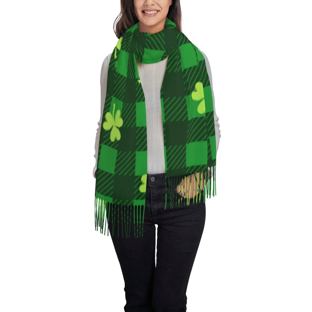 Patrick's Day5. Bingfone Soft Cashmere Feel Scarf For Women Elegant Art Print Winter Warm Scarves Large Shawl Wrap Gifts- Happy St